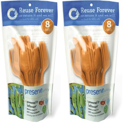 Preserve Go Cutlery, 24 Piece Set, Orange (Pack of 2)