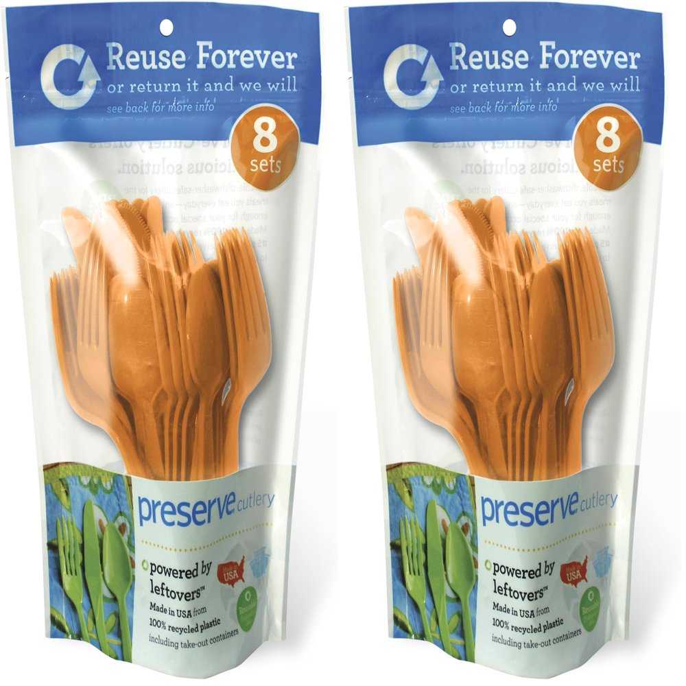 Preserve Go Cutlery, 24 Piece Set, Orange (Pack of 2)