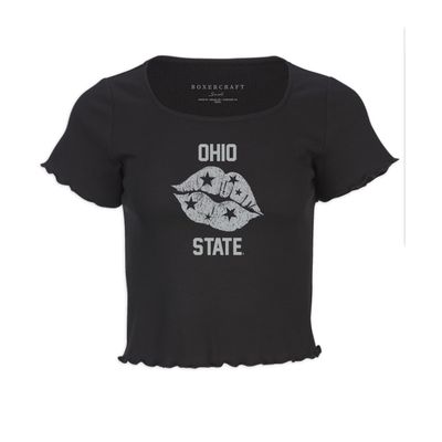 boxercraft Women's Ohio State Buckeyes Baby Rib Top, Black, M