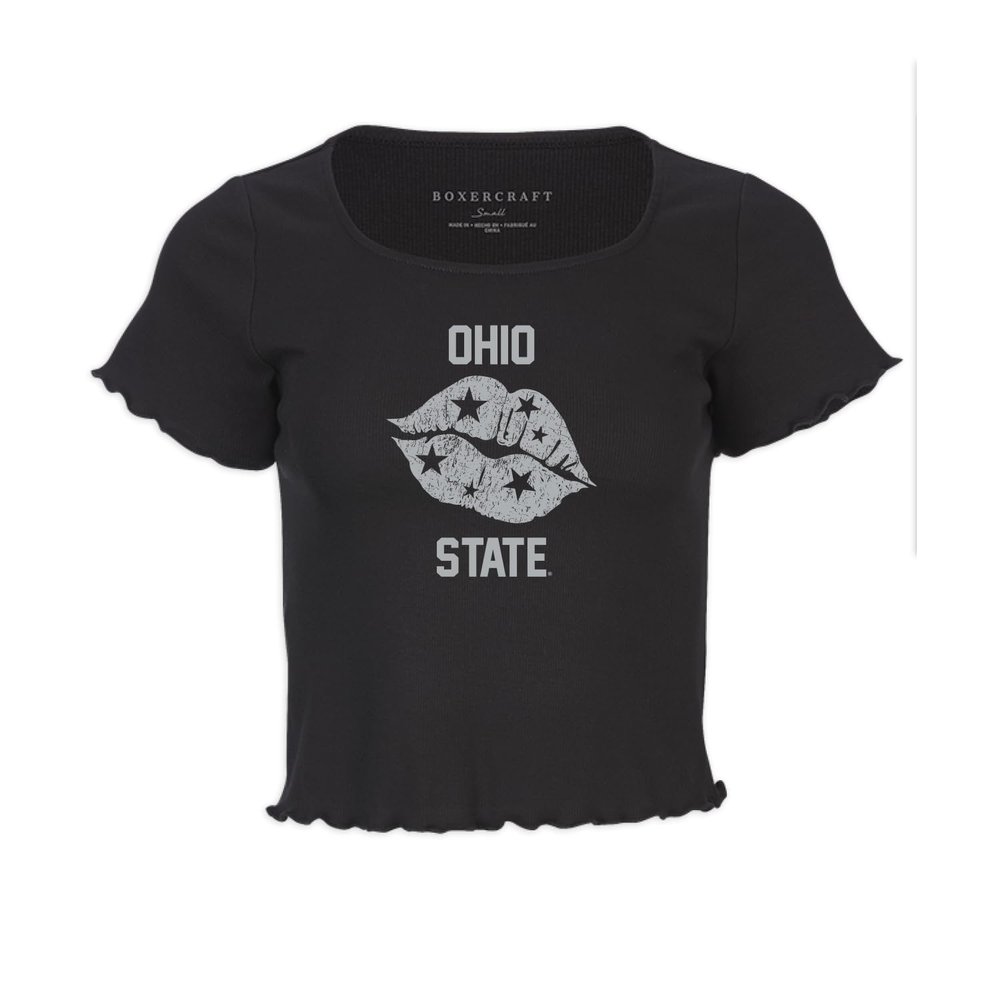 boxercraft Women's Ohio State Buckeyes Baby Rib Top, Black, M