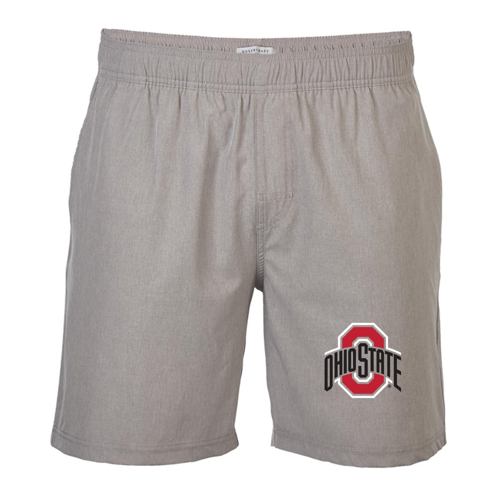boxercraft Men's Ohio State Buckeyes Riptide Short, Light Grey, XL