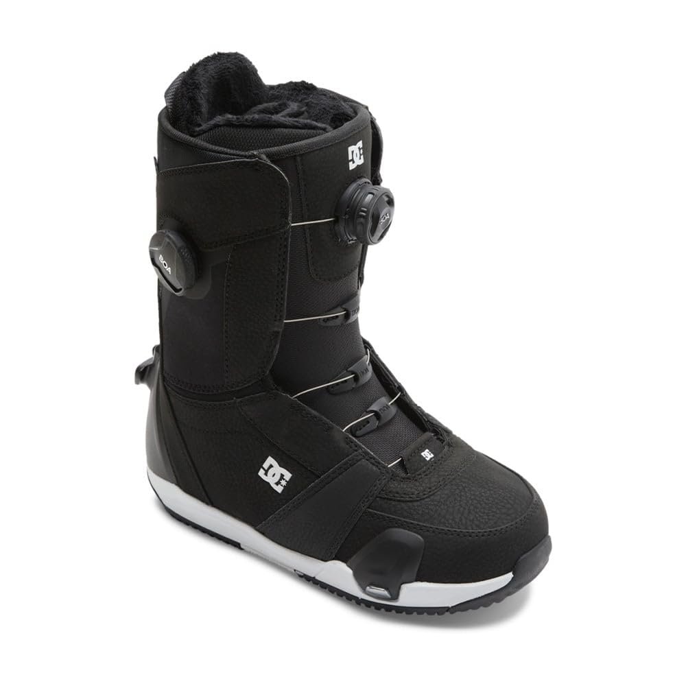 DC Shoes Women's Lotus Step On Snowboard Boots - Micro-Adjustable BOA Stable Snowboarding Boot with Multi-Layer Liner & Molded Insole, Black/White, 7.5