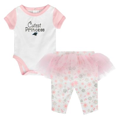 Outerstuff NFL Carolina Panthers Newborn Baby Girls' Short Sleeve Cutest Princess Tutu Dress and Leggings Set, 3-6m