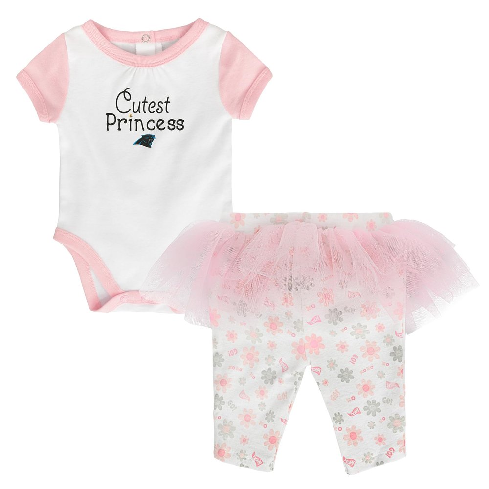 Outerstuff NFL Carolina Panthers Newborn Baby Girls' Short Sleeve Cutest Princess Tutu Dress and Leggings Set, 3-6m