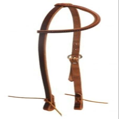 American Made Oiled Harness Leather Sliding One Ear Headstall w/Tie Ends