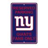 Rico Industries NFL 11" x 17" Plastic Parking Sign (New York Giants) view 1