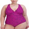 Eddie Bauer Womens Midweight Ruched Shaping One Piece Swimsuit (Medium, Pink) view 3