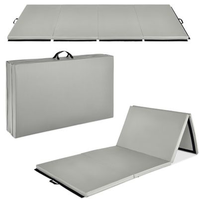 Best Choice Products 10ftx4ftx2in Folding Gym Mat 4-Panel Exercise Gymnastics Tumbling Workout Fitness Floor Mats w/Carrying Handles Gray