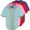JKNAKN Blank Baseball Button Down Jersey Plain Short Sleeve Hipster Hip Hop T Shirts Jersey (X-Large, Light-Blue) view 1