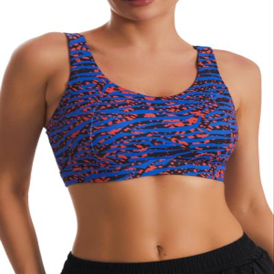 RUNNING GIRL High Impact Sports Bras for Women,Racerback Running Bra Workout Crop Tank Tops Longline Sports Bra Push up(WX2667 Orange/Blue Combo XL)
