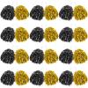 60 Pcs Cheerleading Pom Poms Bulk Kit Metallic Foil Fun Spirited Cheerleader Poms with Plastic Handles for Kids Adults Sports Match, Black & Gold view 1