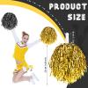 60 Pcs Cheerleading Pom Poms Bulk Kit Metallic Foil Fun Spirited Cheerleader Poms with Plastic Handles for Kids Adults Sports Match, Black & Gold view 2