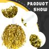 60 Pcs Cheerleading Pom Poms Bulk Kit Metallic Foil Fun Spirited Cheerleader Poms with Plastic Handles for Kids Adults Sports Match, Black & Gold view 3