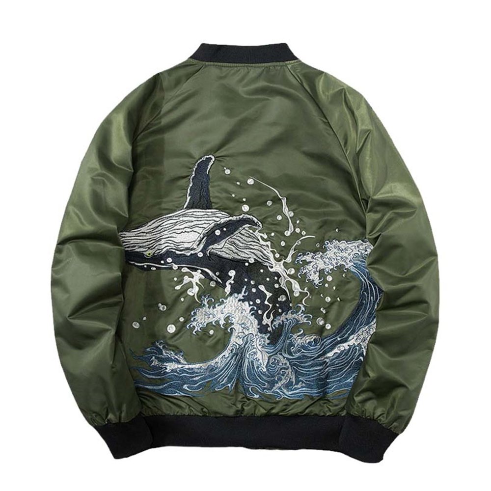 MQMYJSP Spring Yokosuka Embroidered Jacket Men Japan Sukajan University Baseball Jackets Pilot Coat Quilited Clothing 2 XL