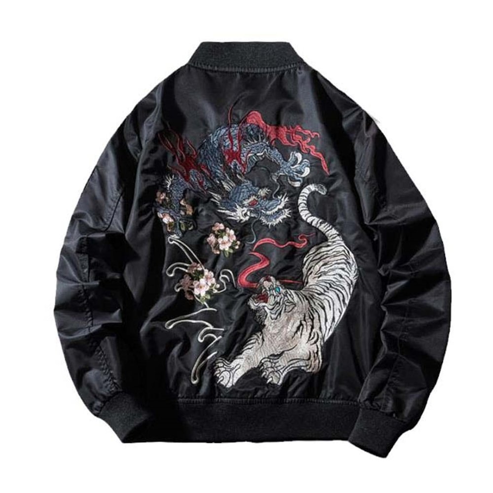 MQMYJSP Sukajan Jacket For Men Tiger Dragon Embroidered Ma-1 Streetwear Varsity Japan Baseball Coat Spring Winter Spring Thin XS