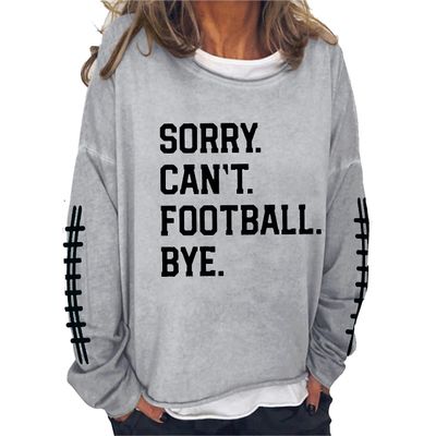 MOGUI Sorry Cant Soccer Bye Womens Hoodie Sweatshirt Football Bye T Shirt Funny Casual Graphic Pullover Fun Gifts Plus Size 3Xl Grey