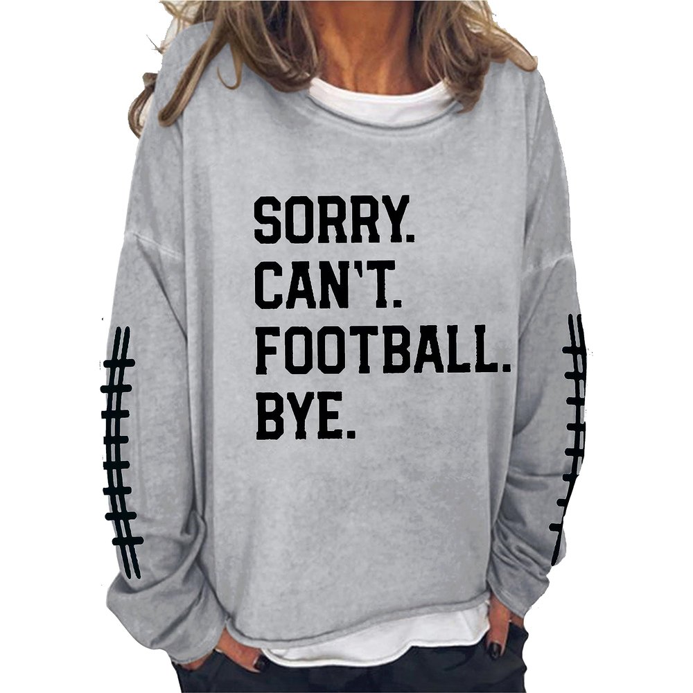 MOGUI Sorry Cant Soccer Bye Womens Hoodie Sweatshirt Football Bye T Shirt Funny Casual Graphic Pullover Fun Gifts Plus Size 3Xl Grey