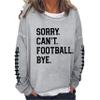 MOGUI Sorry Cant Soccer Bye Womens Hoodie Sweatshirt Football Bye T Shirt Funny Casual Graphic Pullover Fun Gifts Plus Size 3Xl Grey view 1