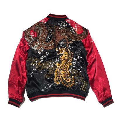 MQMYJSP Men's Yokosuka Reversible Jacket Embroidered Dragon Tiger Baseball Uniform High Street Coats as show XS