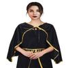 Aukmla Velvet Cape Short Halloween Cloak Cosplay Costume Shawl Wrap with Gold Sequin Edge for Women and Girls (Black) view 1