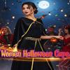 Aukmla Velvet Cape Short Halloween Cloak Cosplay Costume Shawl Wrap with Gold Sequin Edge for Women and Girls (Black) view 2