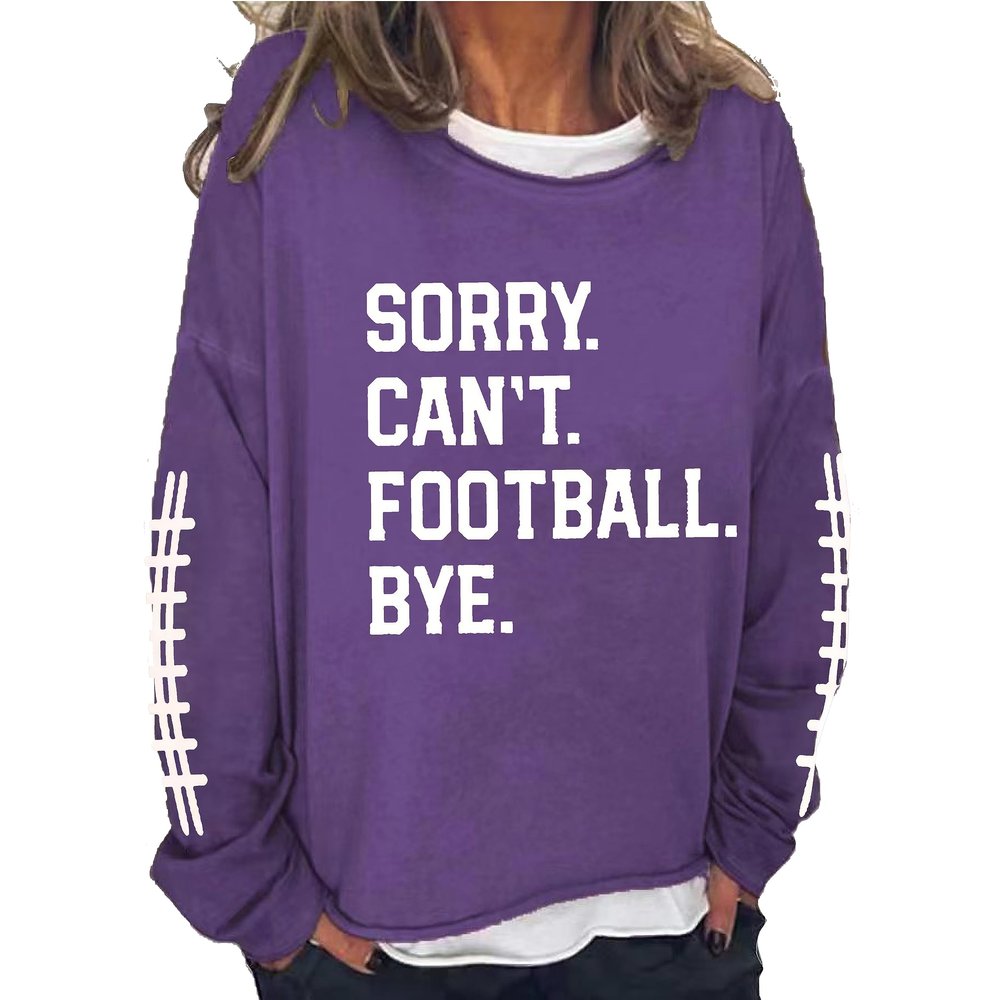 MOGUI Sorry Cant Soccer Bye Womens Hoodie Sweatshirt Football Bye T Shirt Funny Casual Graphic Pullover Fun Gifts Plus Size 3Xl Purple
