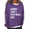 MOGUI Sorry Cant Soccer Bye Womens Hoodie Sweatshirt Football Bye T Shirt Funny Casual Graphic Pullover Fun Gifts Plus Size 3Xl Purple view 1