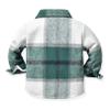 ALLureLove Toddler Boys' Girls' Flannel Plaid Shirt Button Down Long Sleeve Jacket Lapel Shacket Coat Tops Casual Outwear(Green,3-4T) view 2