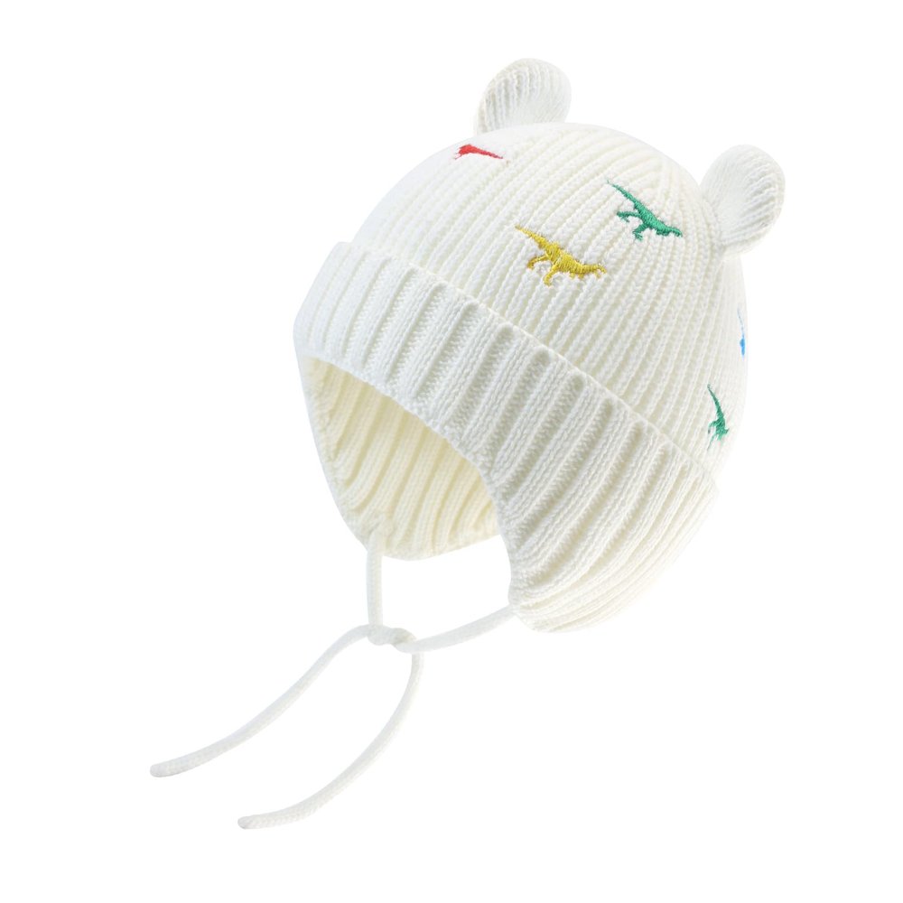 BAVST Baby Beanie Hat for Winter with Earfalp Cute Bear Kids Toddler Girls Boys Warm Knit Cap 0-2Years D-White