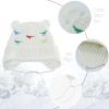 BAVST Baby Beanie Hat for Winter with Earfalp Cute Bear Kids Toddler Girls Boys Warm Knit Cap 0-2Years D-White view 2