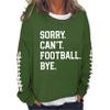 MOGUI Cant Football Bye Shirt Football Bye Long Sleeve Shirt Sorry Can'T Football Bye Shirt Funny Graphic Pullover Fun Gifts Crewneck Loose Sweatshirt Green view 1