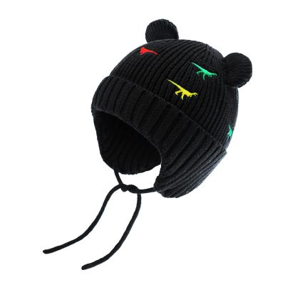 BAVST Baby Beanie Hat for Winter with Earfalp Cute Bear Kids Toddler Girls Boys Warm Knit Cap 0-2Years D-Black