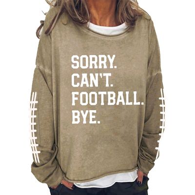 MOGUI Football Bye Sweatshrit Sorry Can'T Soccer Bye Sweatshirt Sorry Cant Football Bye Sweatshirt Football Lover Crewneck Loose Sweatshirt Hoodie Plus Size Xl Khaki