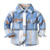 ALLureLove Toddler Boys' Girls' Flannel Plaid Shirt Button Down Long Sleeve Jacket Lapel Shacket Coat Tops Casual Outwear(Blue,18month) view 1