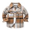 ALLureLove Toddler Boys' Girls' Flannel Plaid Shirt Button Down Long Sleeve Jacket Lapel Shacket Coat Tops Casual Outwear(Coffee,6-7T) view 1