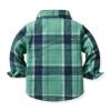 ALLureLove Toddler Boys' Girls' Flannel Plaid Shirt Button Down Long Sleeve Jacket Lapel Shacket Coat Tops Casual Outwear(Light Green,2-3T) view 3