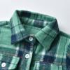 ALLureLove Toddler Boys' Girls' Flannel Plaid Shirt Button Down Long Sleeve Jacket Lapel Shacket Coat Tops Casual Outwear(Light Green,2-3T) view 4