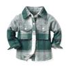ALLureLove Toddler Boys' Girls' Flannel Plaid Shirt Button Down Long Sleeve Jacket Lapel Shacket Coat Tops Casual Outwear(Green,2-3T) view 1