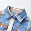 ALLureLove Toddler Boys' Girls' Flannel Plaid Shirt Button Down Long Sleeve Jacket Lapel Shacket Coat Tops Casual Outwear(Blue,4-5T) view 4