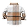 ALLureLove Toddler Boys' Girls' Flannel Plaid Shirt Button Down Long Sleeve Jacket Lapel Shacket Coat Tops Casual Outwear(Coffee,2-3T) view 3