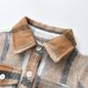 ALLureLove Toddler Boys' Girls' Flannel Plaid Shirt Button Down Long Sleeve Jacket Lapel Shacket Coat Tops Casual Outwear(Coffee,2-3T) view 4
