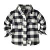 ALLureLove Toddler Boys' Girls' Flannel Plaid Shirt Button Down Long Sleeve Jacket Lapel Shacket Coat Tops Casual Outwear(Black,4-5T) view 1