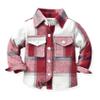 ALLureLove Toddler Boys' Girls' Flannel Plaid Shirt Button Down Long Sleeve Jacket Lapel Shacket Coat Tops Casual Outwear(Wine Red,5-6T) view 1