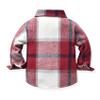 ALLureLove Toddler Boys' Girls' Flannel Plaid Shirt Button Down Long Sleeve Jacket Lapel Shacket Coat Tops Casual Outwear(Wine Red,5-6T) view 2