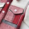 ALLureLove Toddler Boys' Girls' Flannel Plaid Shirt Button Down Long Sleeve Jacket Lapel Shacket Coat Tops Casual Outwear(Wine Red,5-6T) view 4