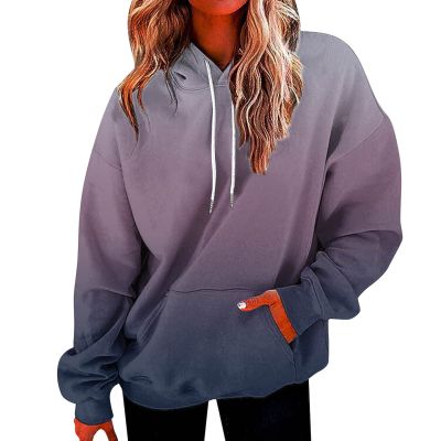 ZYXTIM Womens Gradient Fleece Hoodie Sweatshirt with Pockets Drawstring Loose Fitted Casual Cozy Pullover Shirts Daily Wear Purple