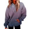 ZYXTIM Womens Gradient Fleece Hoodie Sweatshirt with Pockets Drawstring Loose Fitted Casual Cozy Pullover Shirts Daily Wear Purple view 1
