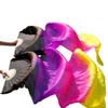 Pulcykp Belly Dance Fans Silk 1 Pair Unisex Dance Performance Props Fans Black+Red+Orange+Yellow FS38 1pc Right hand-180cm view 1