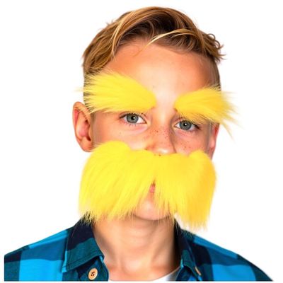 Fake Mustache Set Fake Beard Material Mustaches for Costume and Halloween Festival Party (YellowA)