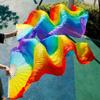 Pulcykp Handmade Women Silk Belly Dance Fan Dance Silk Veils 1 Pair Rainbow Colors as picture9 XL-230cm-1pair(2pcs) view 3